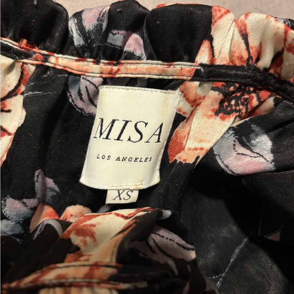 Misa Los Angeles Black Floral Ruffle Mini Dress - Picture 3 of 3